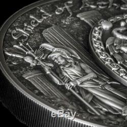 2018 Cook Islands 2 Ounce Shield of Athena Aegis High Relief Silver Coin