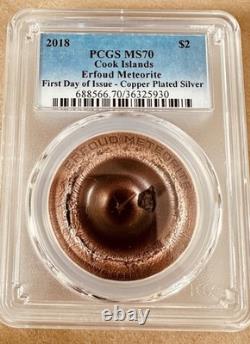 2018 Cook Islands $2 Silver Erfoud Meteorite Pcgs Ms70 First Day Of Issue Coin
