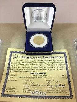 2018 Cook Islands $25 1/2 oz 24K Pure Gold Statue Of Liberty Coin with COA and Box