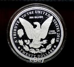 2018 Cook Islands 3oz. 999 Fine 1964 Morgan Dollar Silver Coin 089DUD