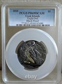 2018 Cook Islands $5 Night Animals Eagle Owl PCGS PR69 silver coin