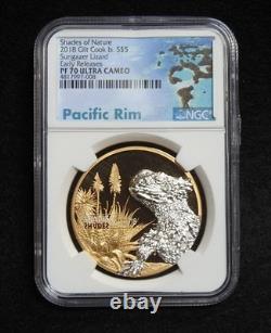 2018 Cook Islands Shades of Nature Sungazer Lizard silver proof 2000 minted