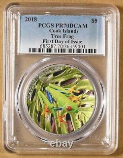 2018 Cook Islands Silver $5 Magnificent Life Tree Frog PCGS PR70DCAM