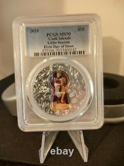 2018 PCGS MS70 Cook Islands Little Secret First Day Of Issue 2 Oz Coin