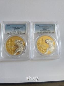 2018 PCGS PR70 DCAM FIRST DAY OF ISSUE! Cook Islands Lizard Gilded Silver Coin