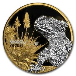 2018 PCGS PR70 DCAM FIRST DAY OF ISSUE! Cook Islands Lizard Gilded Silver Coin