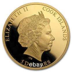 2018 PCGS PR70 DCAM FIRST DAY OF ISSUE! Cook Islands Lizard Gilded Silver Coin