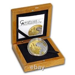 2018 PCGS PR70 DCAM FIRST DAY OF ISSUE! Cook Islands Lizard Gilded Silver Coin