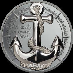 2019 $10 Cook Islands Anchor Fair Winds 2oz. 999 Silver Coin