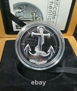 2019 $10 Cook Islands Anchor Fair Winds 2oz. 999 Silver Coin in OGP wood Case