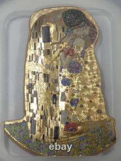 2019 $10 Cook Islands The Kiss, Gustav Klint Gilt Ag FDOI PCGS MS69 2oz Silver