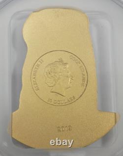 2019 $10 Cook Islands The Kiss, Gustav Klint Gilt Ag FDOI PCGS MS69 2oz Silver