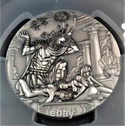 2019 $20 Cook Islands Atlas 3oz Antiqued Silver Coin PCGS MS70 FDI