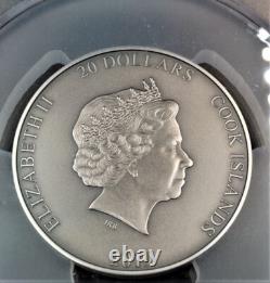 2019 $20 Cook Islands Atlas 3oz Antiqued Silver Coin PCGS MS70 FDI