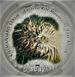 2019 $25 Cook Islands 7 Summit Series Kilimanjaro 5oz Silver Coin MS70-First Day