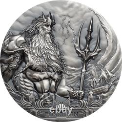 2019 3 oz POSEIDON Silver Coin MS 70 Gods of the World Cook Islands