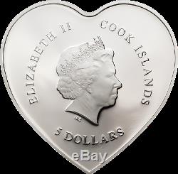 2019 $5 Cook Islands Happy Valentines Day Silver Coin withSwarovski Crystals