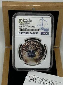 2019 $5 Cook Islands Magnificent Life Philippine Eagle Coin Silver NGC 70 FR