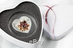 2019 $5 Cook Islands Valentine's Day 20gram 999 Silver Coin Crystal Rose