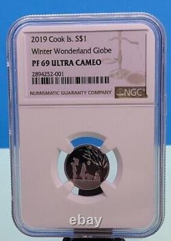 2019 Cook Islands $1 Winter Wonderland Globe Ngc Pf69 Uc Rare Silver Coin
