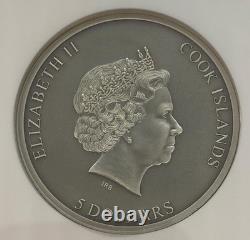 2019 Cook Islands 1ozt. 999 Silver $5 NGC MS70 Trapped H. R. Ogp Ant Finish