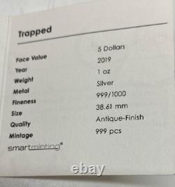 2019 Cook Islands 1ozt. 999 Silver $5 NGC MS70 Trapped H. R. Ogp Ant Finish