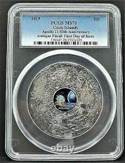 2019 Cook Islands $20 Apollo 11 50th Anniversary PCGS MS70 FDOI