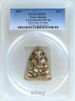 2019 Cook Islands $20 Lord Ganesha PCGS MS70 First Day of Issue 3 oz Silver Coin
