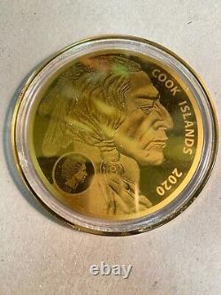 2019 Cook Islands $25 Buffalo Gold (1200 mg. 9999 Fine Gold) Coin