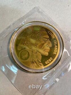 2019 Cook Islands $25 Buffalo Gold (1200 mg. 9999 Fine Gold) Coin