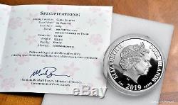 2019 Cook Islands $25 Mother of Pearl, YEAR OF THE PIG 5 oz. 999 silver coin