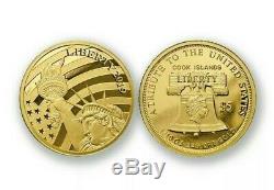 2019 Cook Islands $5.00 Statue of Liberty 24% Gold 1/10th Ounce Sealed Coin