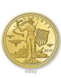 2019 Cook Islands $5 Liberty Peace Strength. 24 Gold 1/10 oz Proof Coin