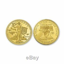 2019 Cook Islands $5 Liberty Peace Strength 24% Gold 1/10th Ounce Proof Coin