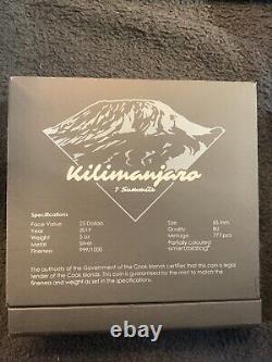 2019 Cook Islands 5 Oz Silver HIGH RELIEF $25 KILIMANJARO 7 Summits Smartminting