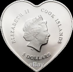 2019 Cook Islands $5 VALENTINE'S DAY Swarovski Element 20g Silver Proof Coin