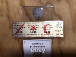 2019 Cook Islands 50 Years Woodstock Silver Guitar Pick & Silver Ticket Stub E10