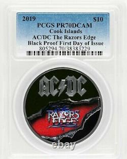 2019 Cook Islands AC/DC Razors Edge 2oz Black Proof Silver Coin PR70DCAM FDI
