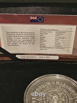 2019 Cook Islands Aztec Calendar 3 oz Silver Coin 20 Dollars Ultra High Relief