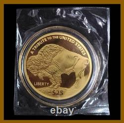 2019 Cook Islands Indian Buffalo $25.9999 Fine Gold Coin With Capsule