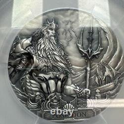 2019 Cook Islands PCGS MS70 3 oz Silver Poseidon Gods Of The World Coin