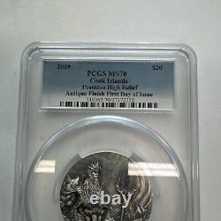 2019 Cook Islands PCGS MS70 3 oz Silver Poseidon Gods Of The World Coin