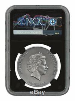 2019 Cook Islands Trapped HR 1 oz Silver Antiqued $5 NGC MS70 FR Black SKU57505