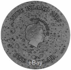 2019 MOON LANDING, Footprint with Moon Meteorite, 1oz, 5$ Cook Islands