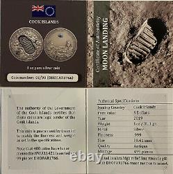 2019 Moon Landing, ONLY 99! Apollo Footprint, Meteorite, 1oz, 5$ Cook Islands