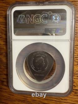 2019 NGC MS 70 COOK ISLAND. 999 Silver $2 WOODSTOCK 50 YEARS GUITAR PICK 1/1969