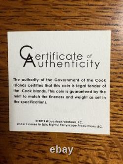 2019 NGC MS 70 COOK ISLAND. 999 Silver $2 WOODSTOCK 50 YEARS GUITAR PICK 1/1969