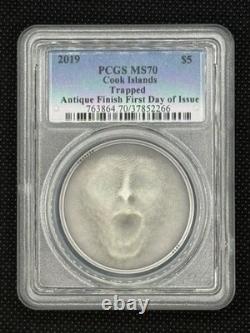 2019 Silver Cook Islands Trapped Antique Finish FDOI PCGS MS70 #272
