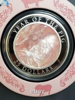 2019 Year of the Pig Cook Islands $25 5 oz Silver