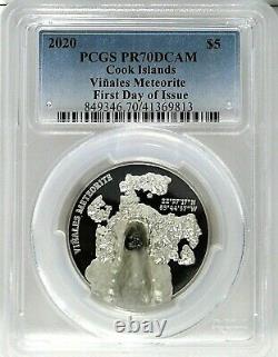 2020 $5 Cook Islands 1oz Silver Proof Viñales Meteorite PCGS PR70 DCAM FDOI